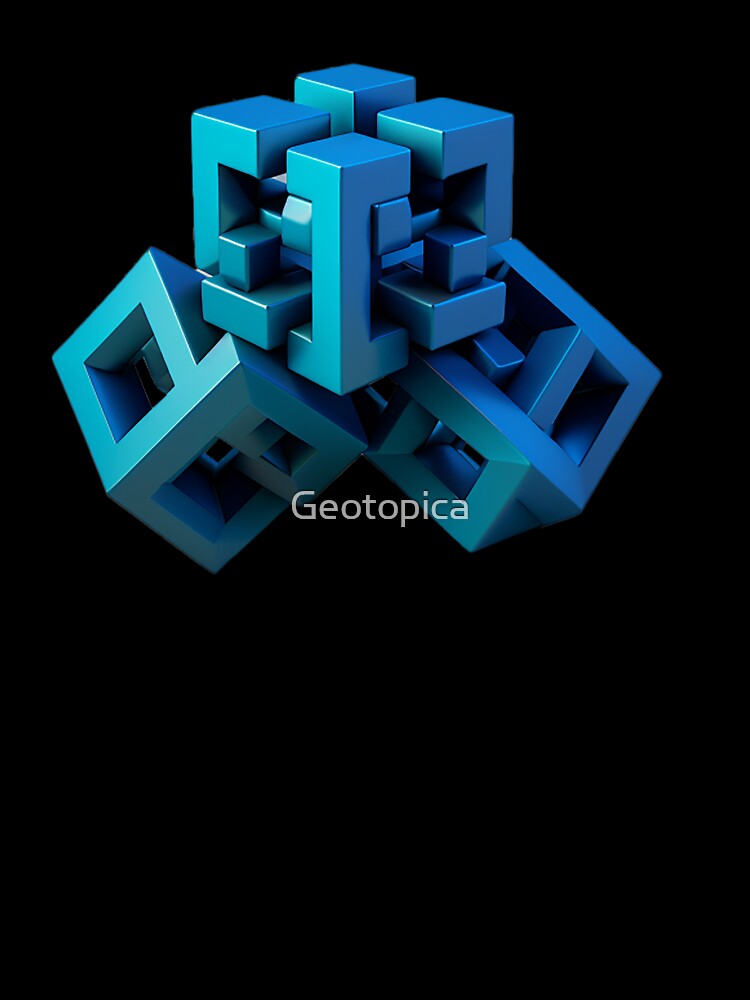 Geometric blue cubes by Geotopica