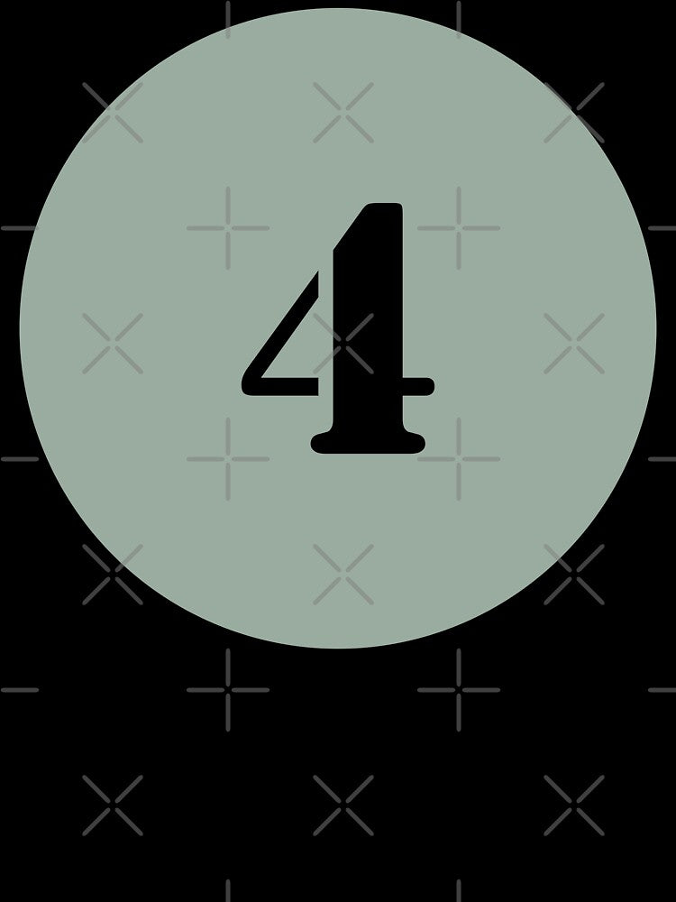 Number Four (4) in Olive Green Circle by Ching Teoh