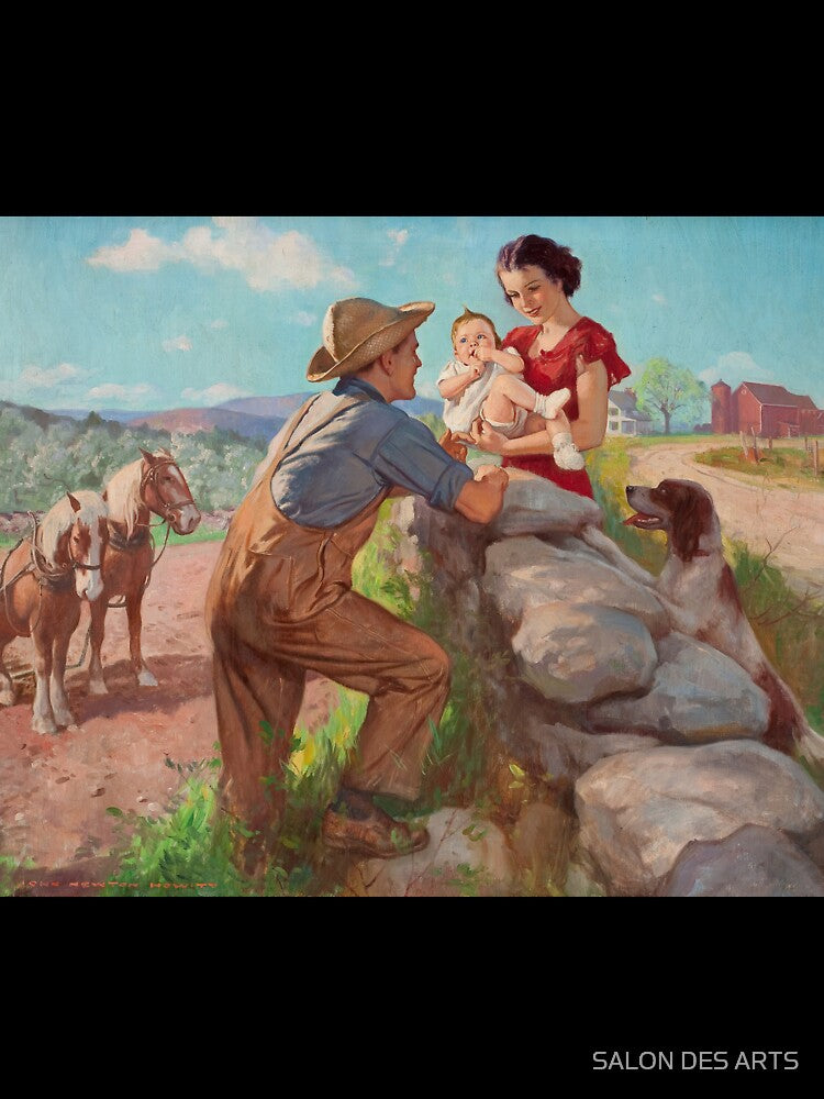 Family on the Farm (20th century) - John Newton Howitt by SALON DES ARTS