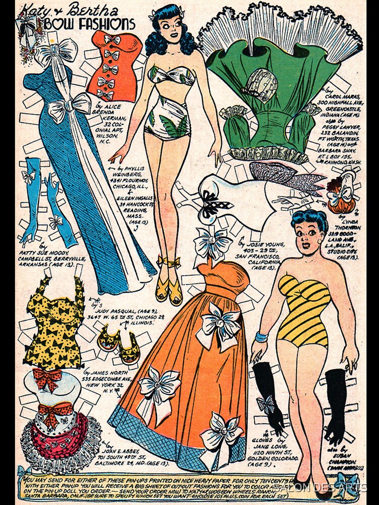 Katy and Bertha Bow Fashions (1954) - Vintage Paper Doll by SALON DES ARTS