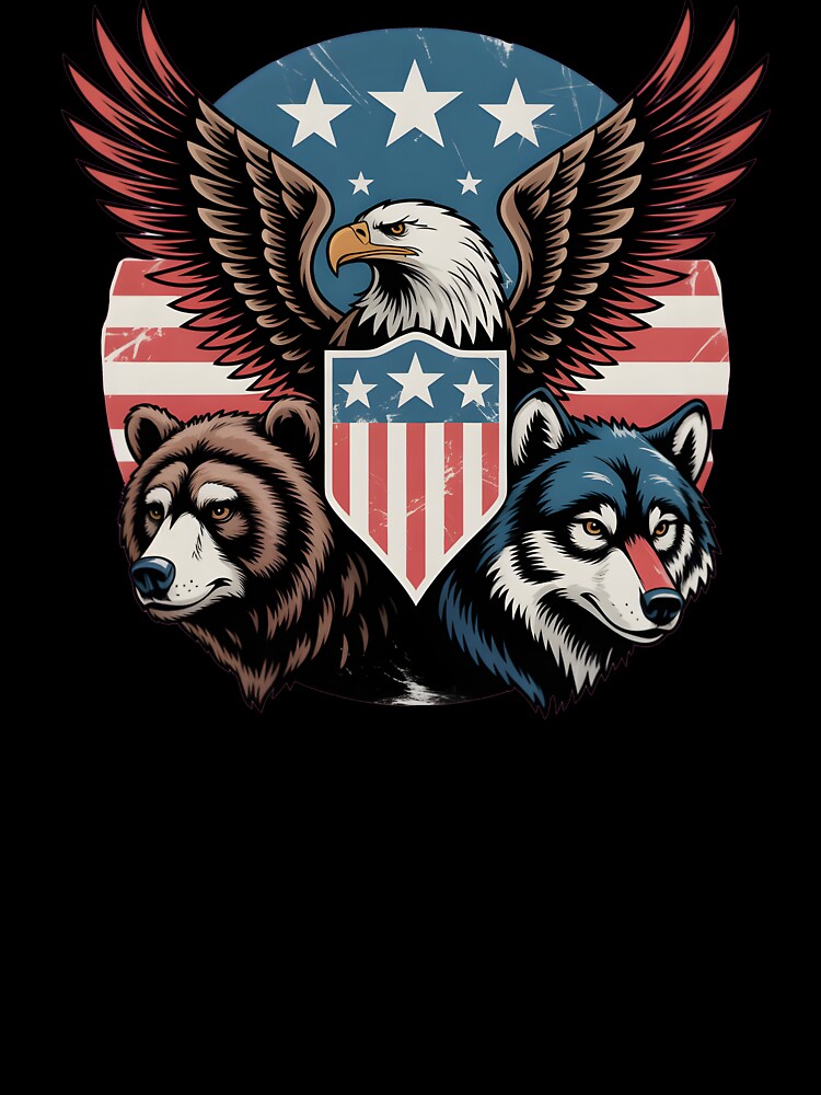 Eagle Bear Wolf Vintage America Patriotic Wildlife Art by Fitswear