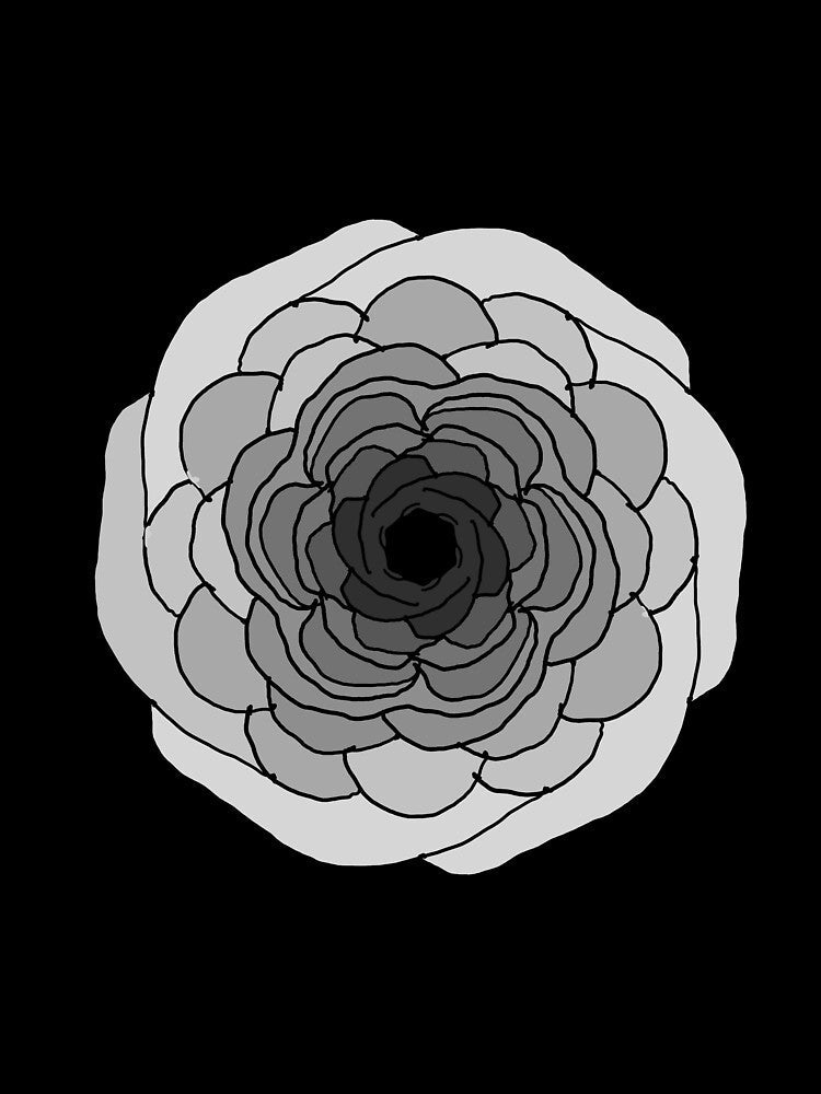 Grey Flower in Black by KExpressions Unisex , , , Long Sleeve Tee