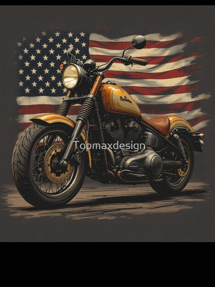 Vintage Motorcycle USA Flag Retro Biker by Topmaxdesign