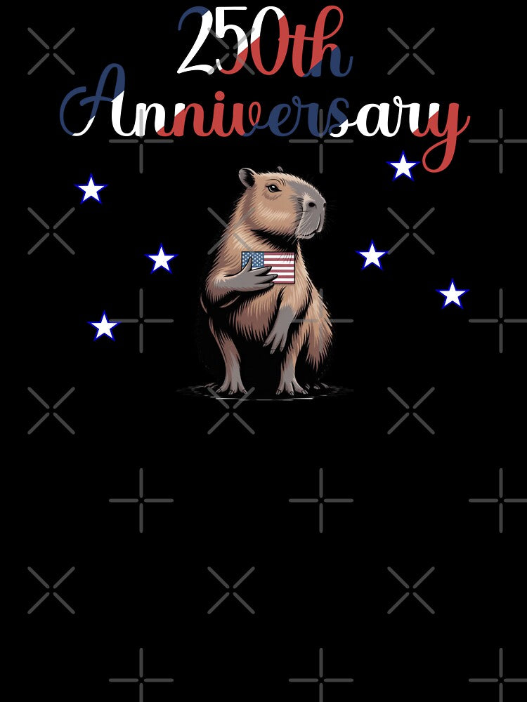 Cute Capybara America 250th Anniversary Patriotic USA Flag Aesthetic by FIREDesignsPOD