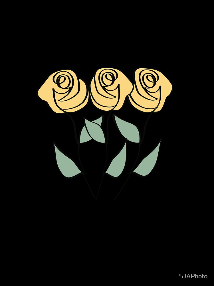 One line art flowers, yellow roses by SJAPhoto