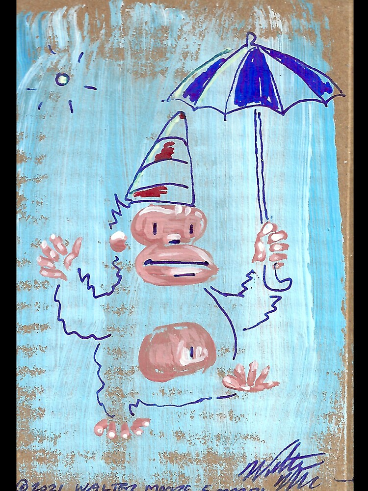 Umbrella Clown on Blue by Walter Moore