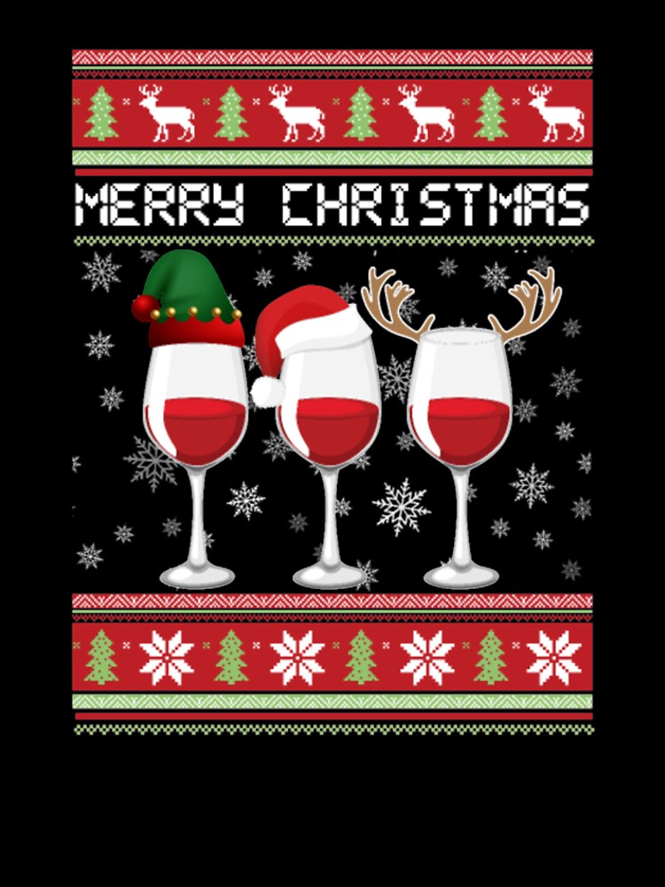 Deer Horn Wine Glass christmas by ClamenTaon Unisex , , , Long Sleeve Tee