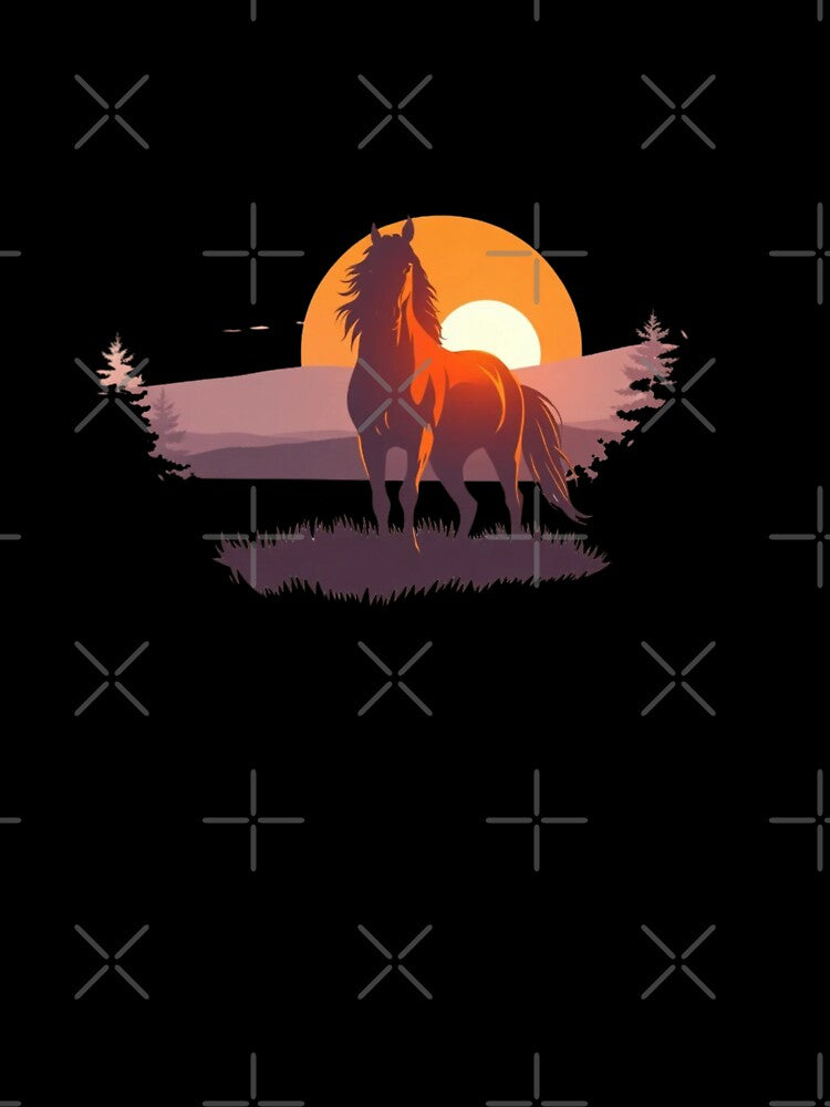 Hand-Painted Sunset Horse Illustration by AuraMotivate