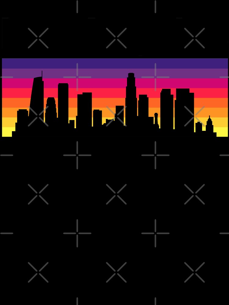 Los Angeles Skyline, Sunset Gradient - White 2 by DionBlaster