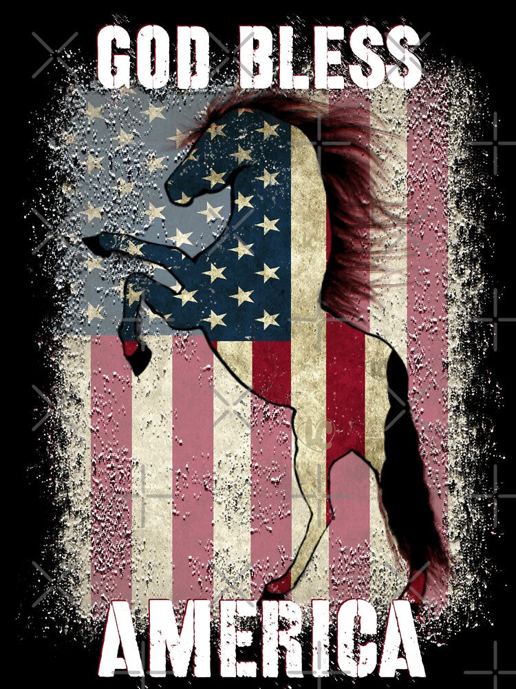 God Bless America, American Flag Horse Lover Design, Patriotic Equestrian Design by LifeCrush