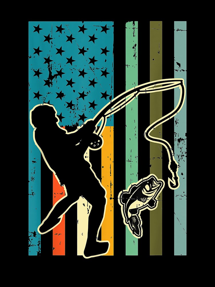 Bass Retro American Flag Fishing Vintage Fish by ritaz78
