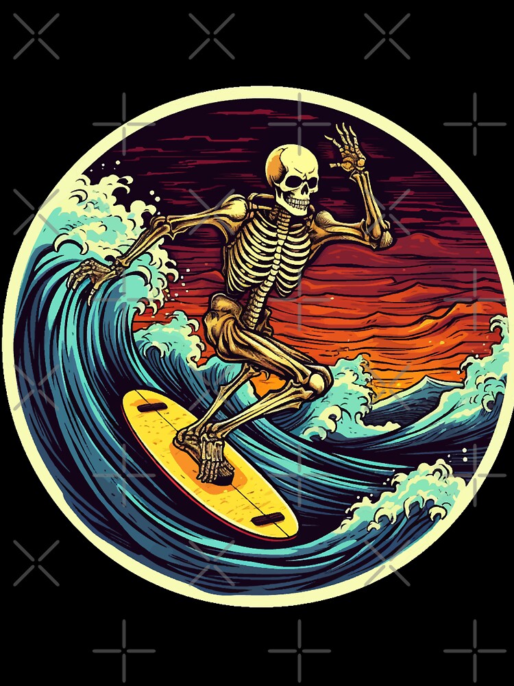 Skeleton Surfing by VelvetRoom Unisex , , , Long Sleeve Tee