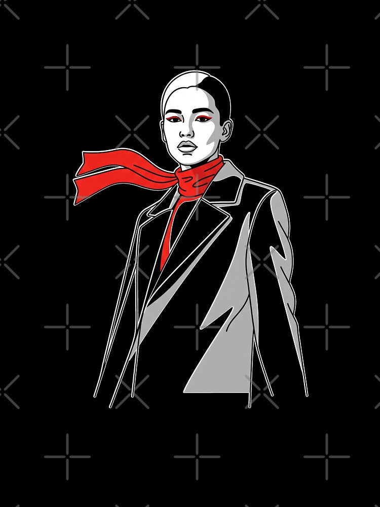 Dramatic Red and Black Fashion Illustration by Pikamuu
