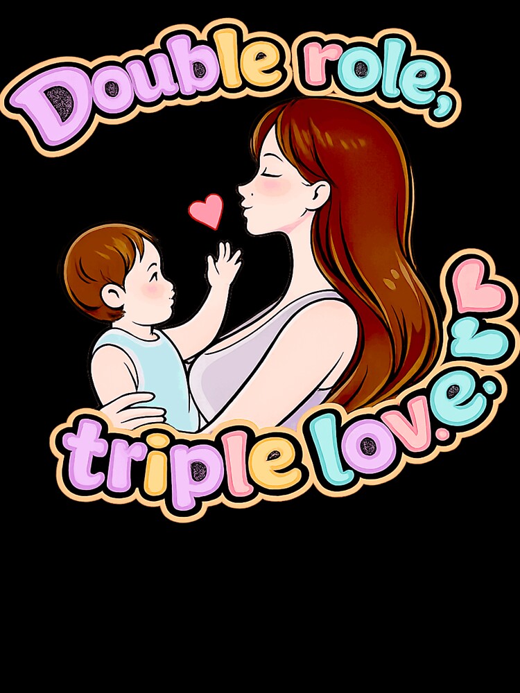 Double Role Triple Love | Gift for Working Mom | Kawaii Mother and Child Art. Single mom. by Kittcatking