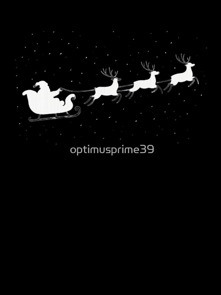Minimalist Santa Sleigh with Flying Reindeer Line Art by optimusprime39