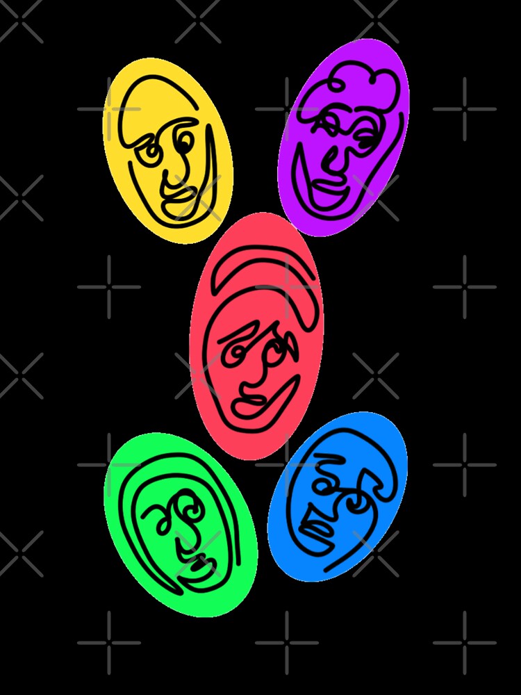 Colorful Abstract Single Line Faces by radiantdark