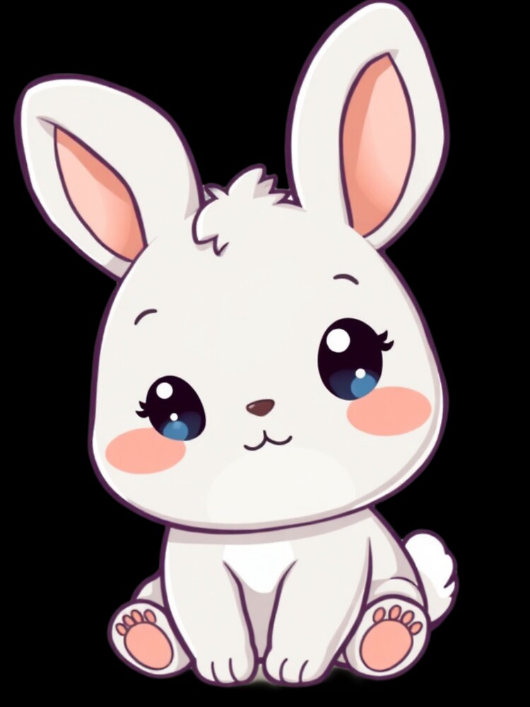 Cute White Bunny Kawaii Illustration ? | Chibi Rabbit PNG for Stickers, T-Shirts & Digital Products by CozyPops