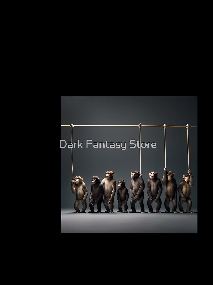 a group of monkeys standing next to each other on a rope by Dark Fantasy Store