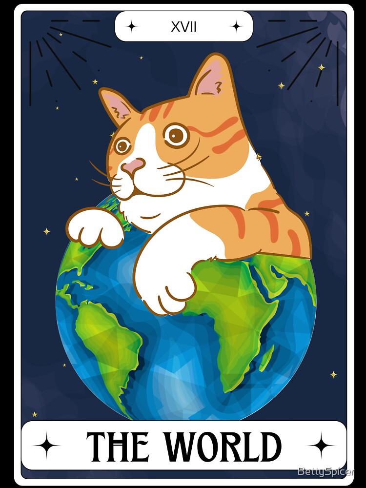 Tarot Card Orange Cat The World by BettySpicer