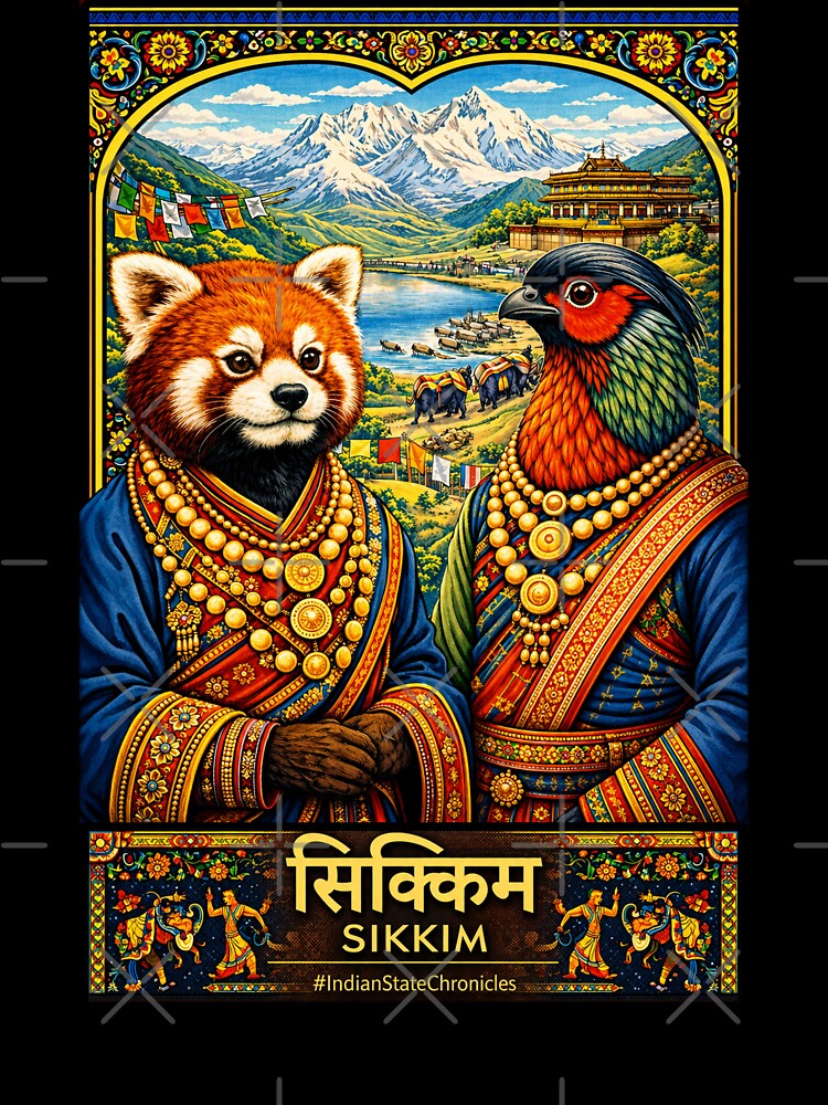 Sikkim T-Shirt | Heritage Red Panda & Blood Pheasant Art | IndianStateChronicles by freezed-frames
