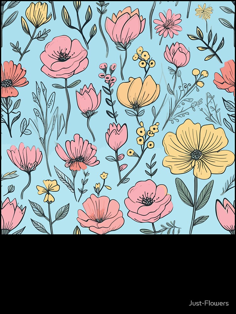 Hand Drawn Pastel Flowers Pattern by Just-Flowers