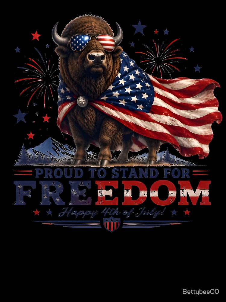 Proud To Stand For Freedom – Patriotic American Bison by Bettybee00