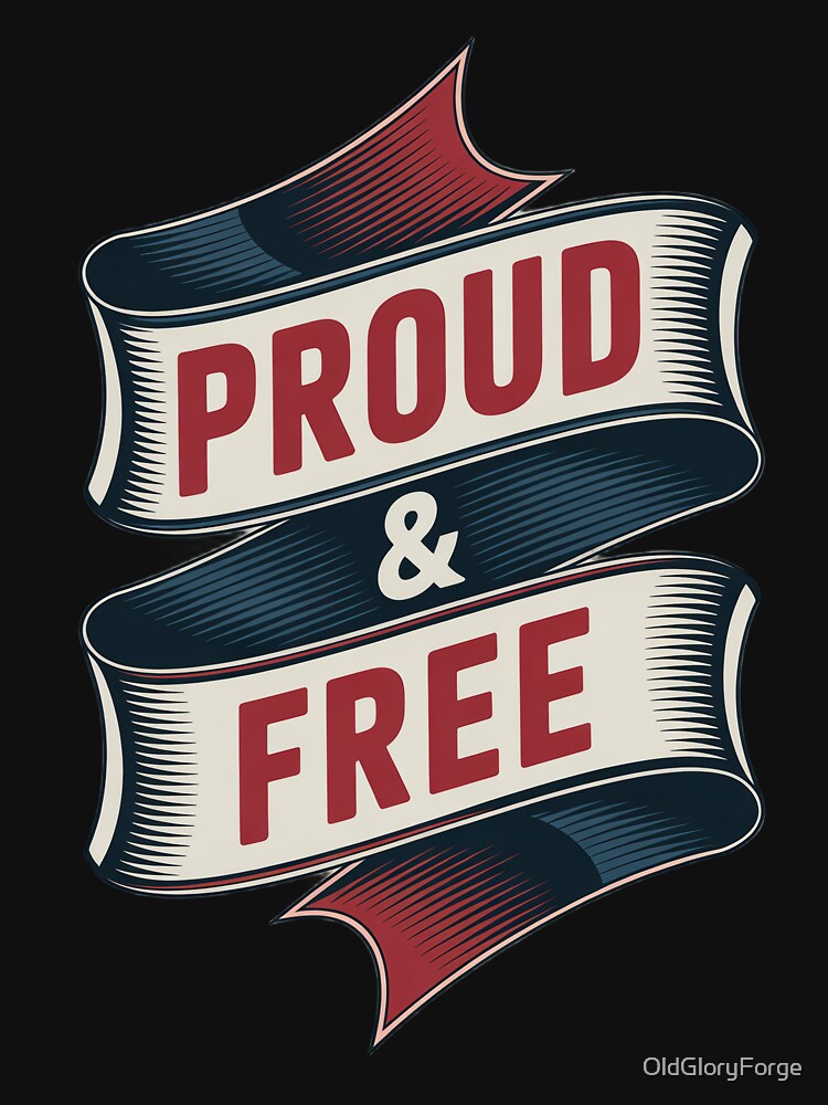 Proud & Free Mid-Century Ribbon Banner Retro Patriotic by OldGloryForge