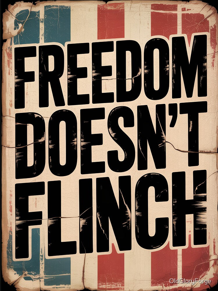 FREEDOM DOESN’T FLINCH – Vintage Distressed Americana by OldGloryForge