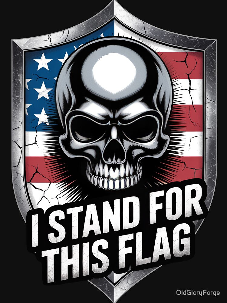 I Stand For This Flag Chrome Skull Badge by OldGloryForge