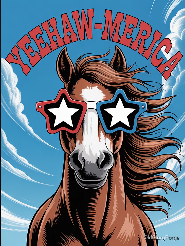 Funny Horse With Star Shades – “Yeehaw‑merica” by OldGloryForge