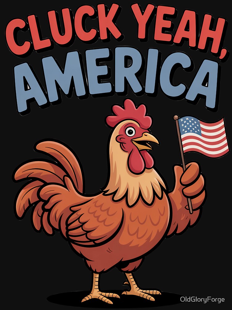 Cluck Yeah, America – Patriotic Chicken Cartoon by OldGloryForge