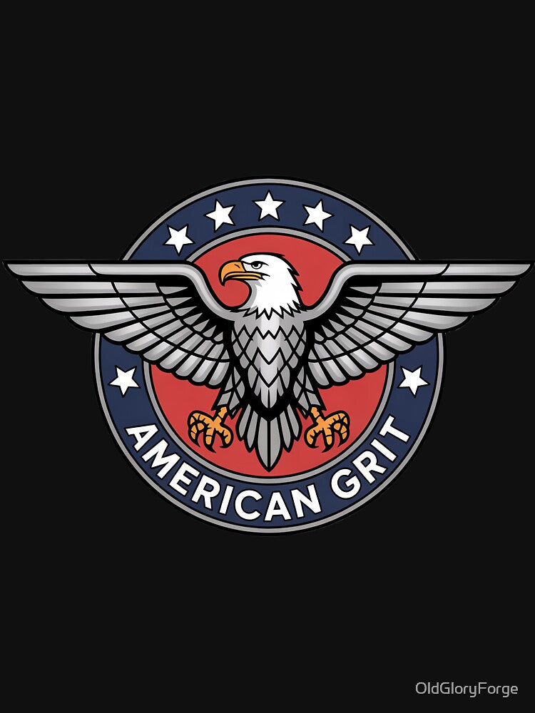 American Grit Eagle Emblem Vintage Patriotic Badge Design by OldGloryForge