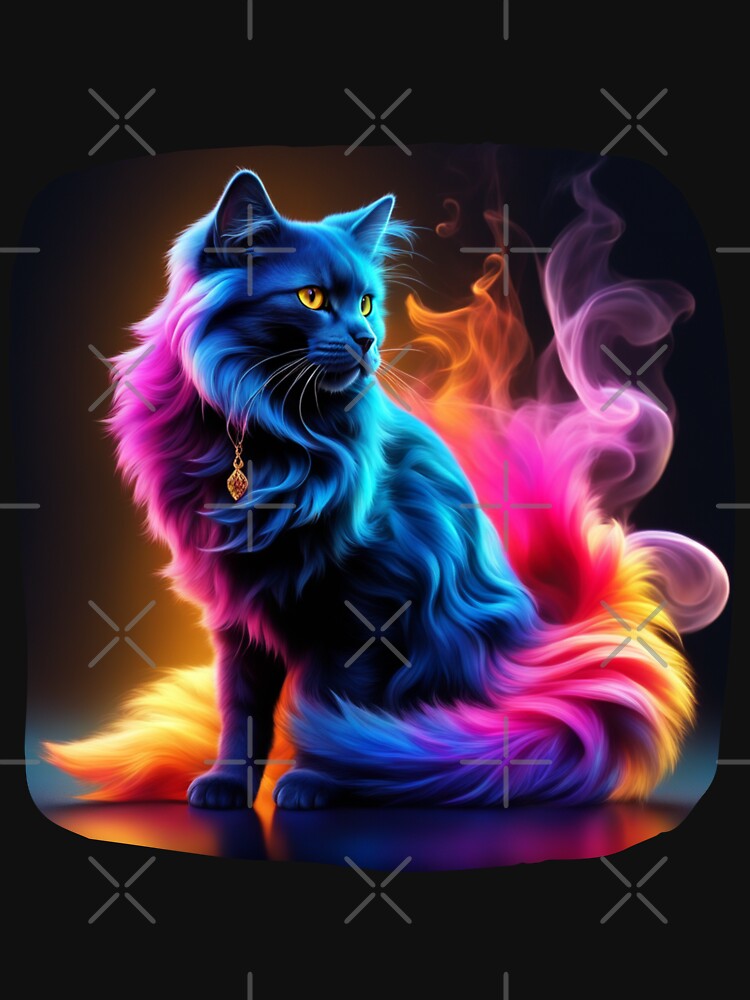 Noble cat with colorful smoke effect - Smoky Cat by Toms Tee