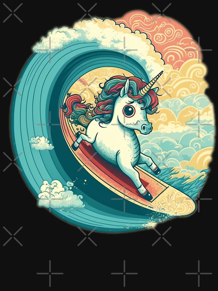 Cute Colorful Surfing Unicorn - Vivid Colors Kid Design by Top Seller ⭐⭐⭐⭐⭐ 5/5