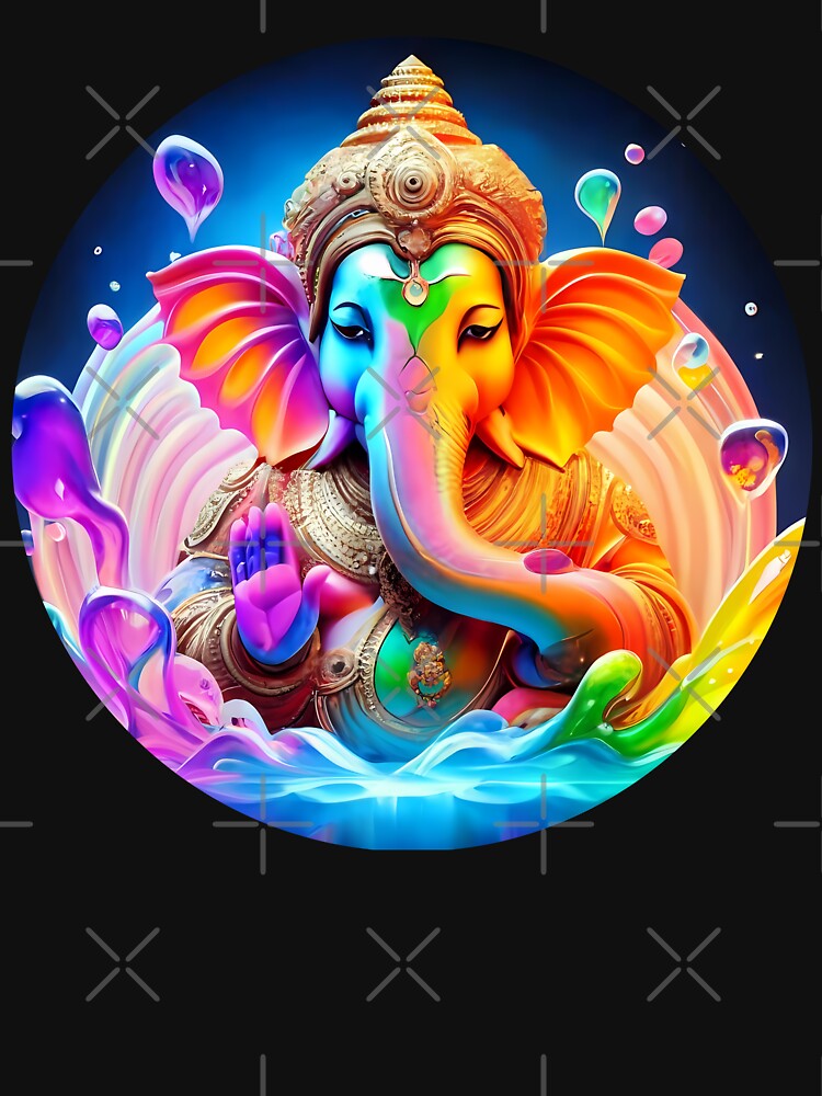 Ganesha pop art Holi festival full color trance by Toms Tee
