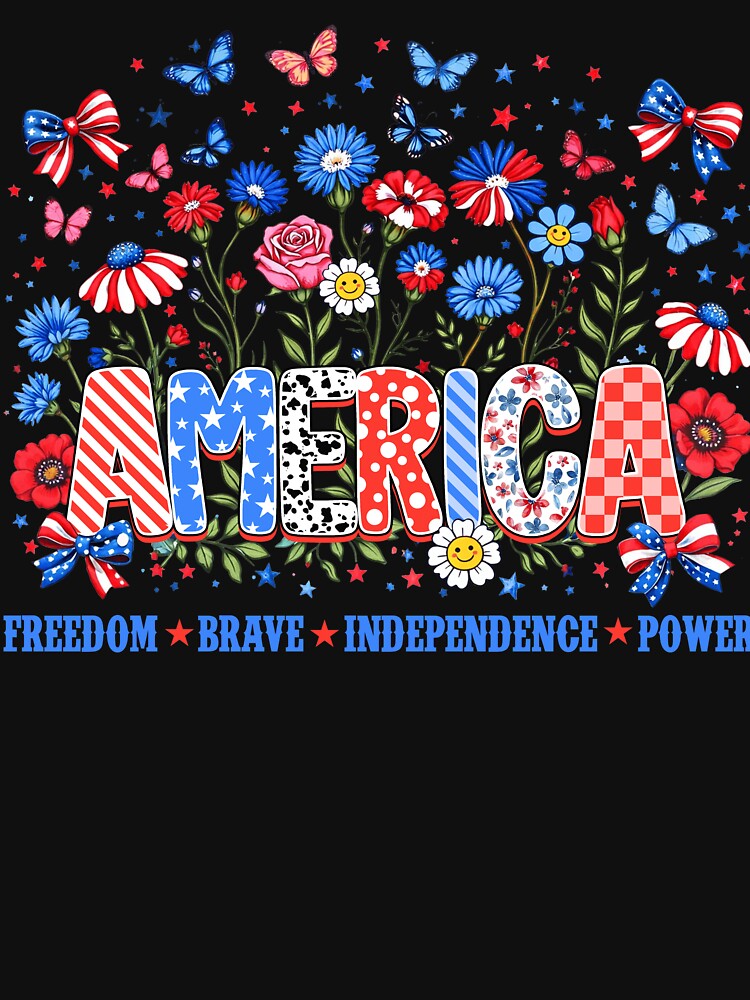 America Freedom Brave Independence Power Patriotic Floral USA by varin-studio