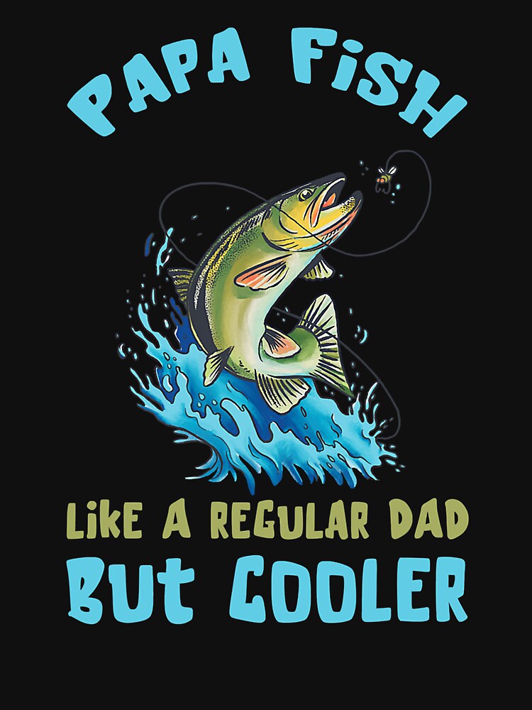 Fathers Day Catching Salmon Fish Papa Fishing by Leon-Alexander Unisex , , , Long Sleeve Tee