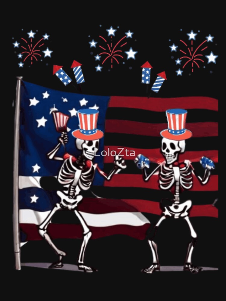 Dancing Skeletons 4th of July Funny Independence Day by LoloZta
