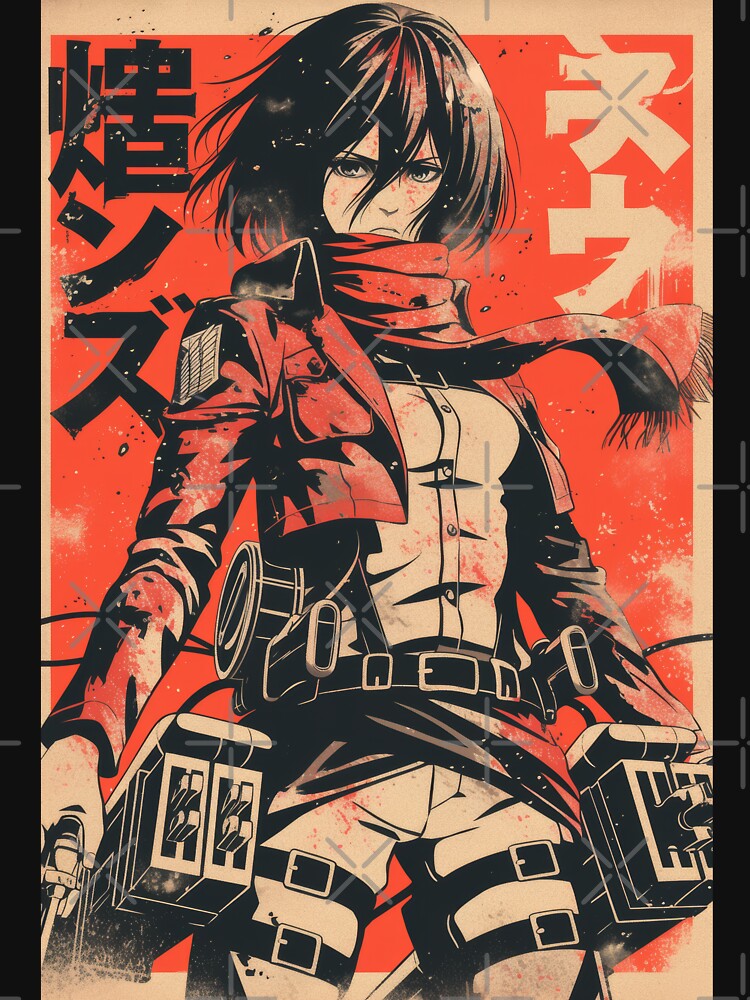 Mikasa Vintage Grunge Orange by AnimeArsenalPrints Unisex , , , Long Sleeve Tee