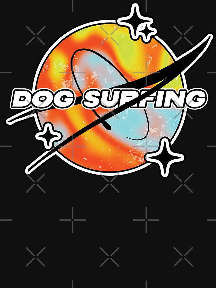 Dog Surfing Melty Space by orlumbuspirate Unisex , , , Long Sleeve Tee