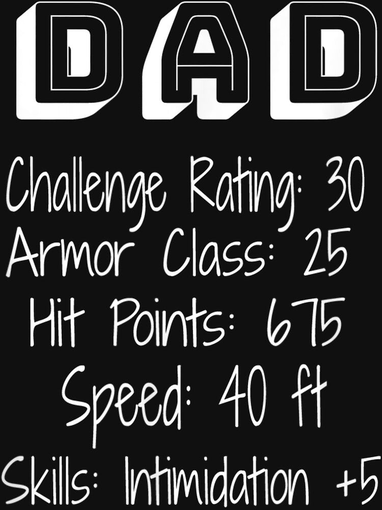 Mens Dad Challenge Rating 30 Funny Rpg Fathers by JWArtStudio