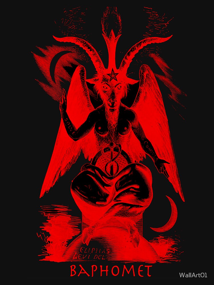 Satanic, Baphomet, Red Devil, Halloween, Occult Satan Design by WallArt01