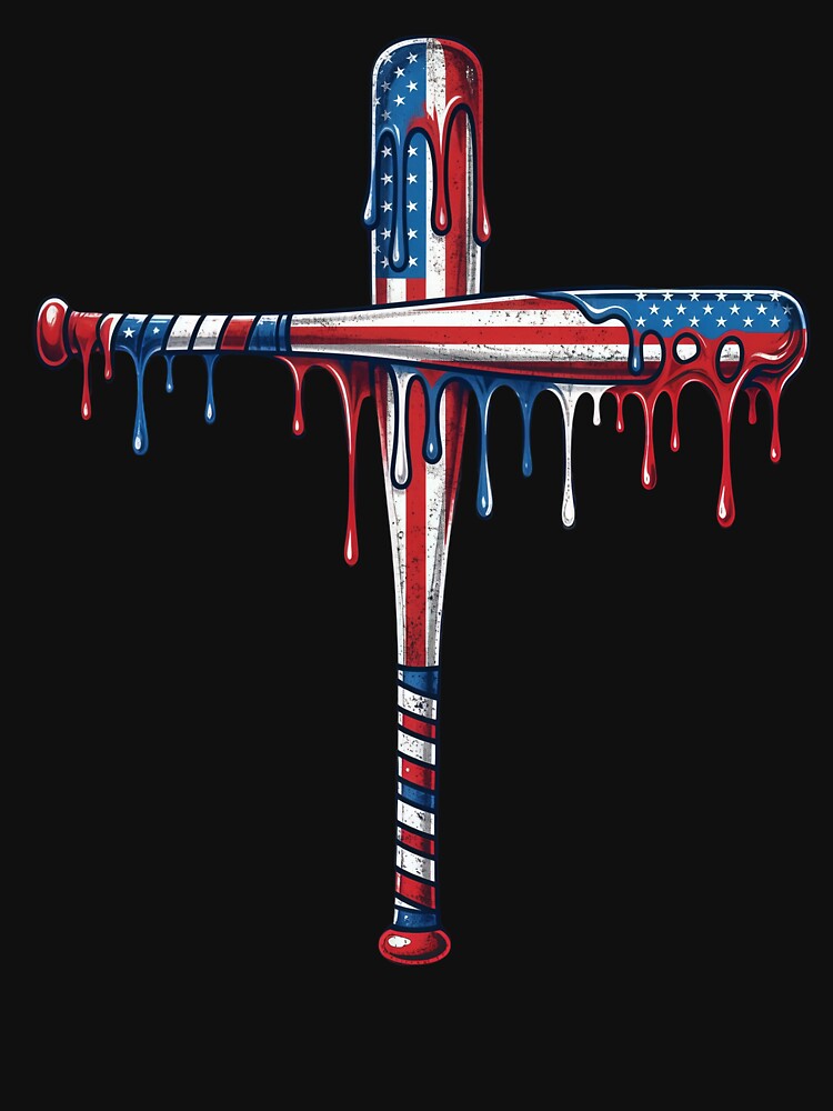 Patriotic Baseball Christian Bat Cross by KIROSALS