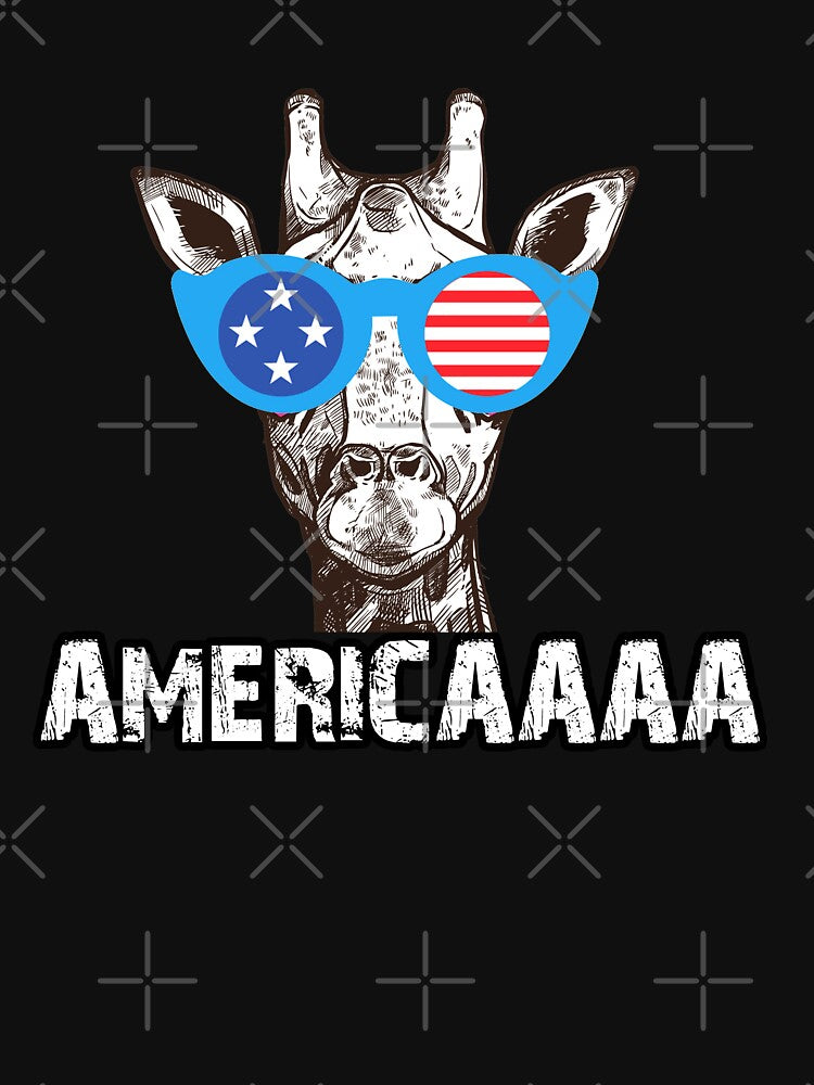 Patriotic Giraffe 4th of July USA American Flag Funny Giraffe Americaaa by Akmloza
