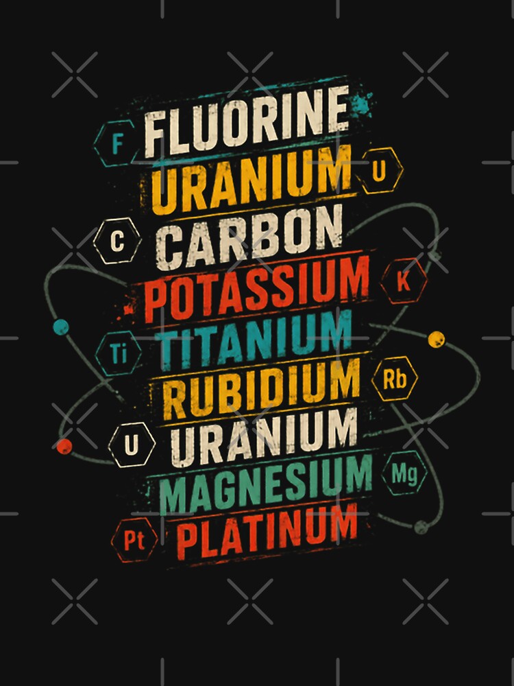 Fluorine Uranium Carbon Potassium Titanium Rubidium Uranium Magnesium Platinum Elements Periodic Table Science Enthusiast by HumansStuck12