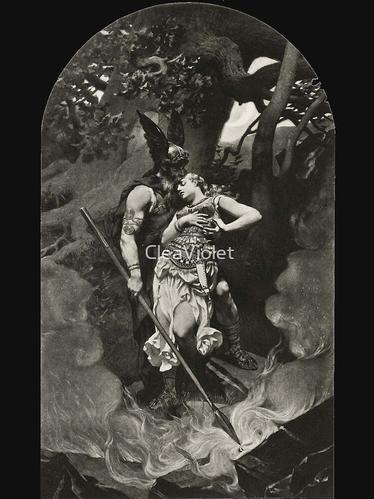 Wotan takes leave of Brunhild (1892) by Konrad Dielitz by CleaViolet
