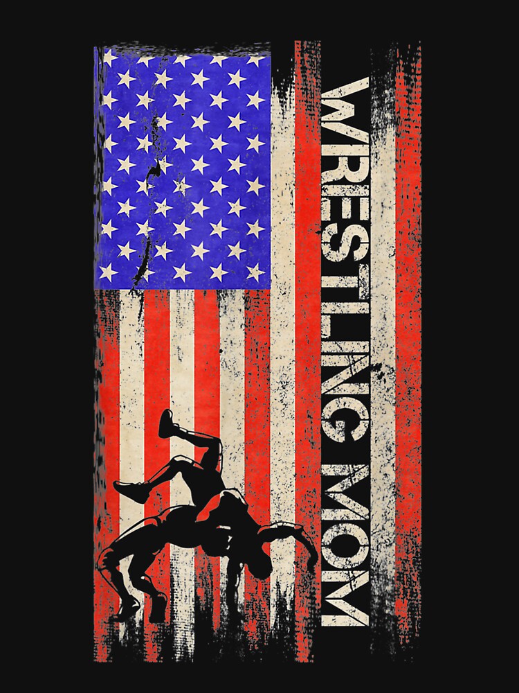 Vintage Usa American Flag Wrestling Mom Wrestler Silhouette by maudean