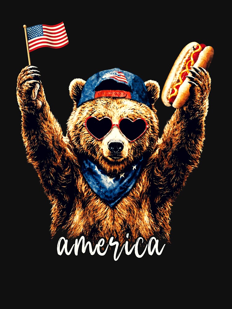 Feral Bear Patriotic USA Funny Hot Dog Independence Day by MotivaChic