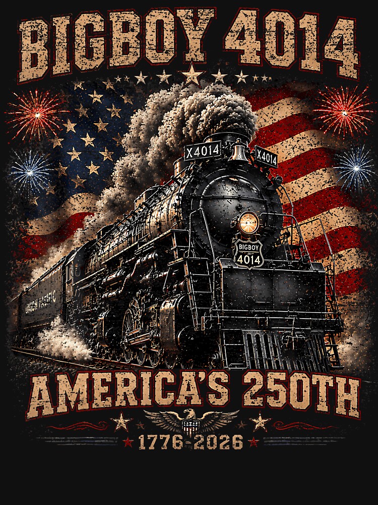 250Th Anniversary Usa Big Boy 4014 Train Vintage Us Flag by ripgoatclothing
