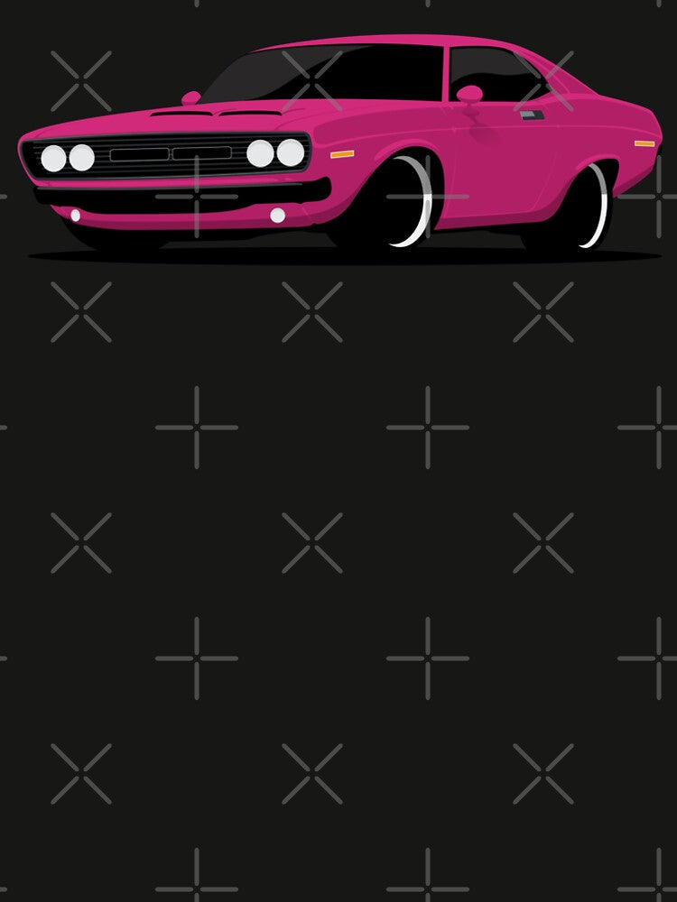 American Muscle Pony Car Pink Illustration by blackdogshop